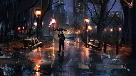 Rainy Night By Philippe Lozinski Rainy Night Digital Painting