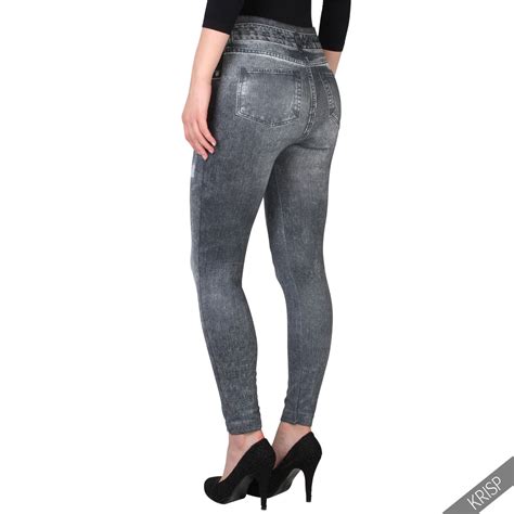 Womens Warm Fleece Lined Stretch Denim Jeans Thermal Winter Leggings Jeggings Ebay