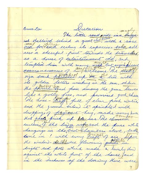 Lot Detail Bruce Lee Signed And Handwritten Essay From High School