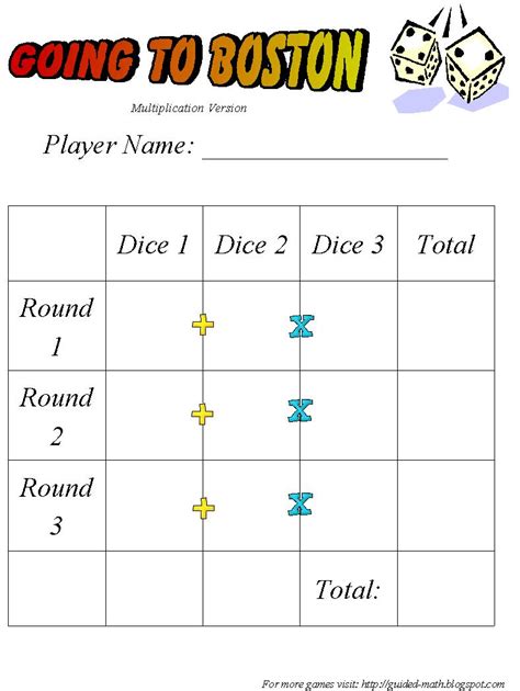 Dice games math stations with 6 no prep activities! Guided Math: Going to Boston - Addition Dice Game