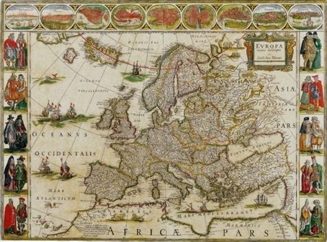 Vintage Map Of Europe 1650