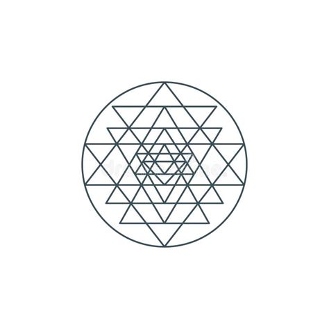 Sri Yantra Outline Symbol Of Hindu Tantra Stock Vector Illustration