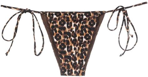Mc2 Saint Barth Leopard Print Side Tie Bikini Bottoms In Brown Lyst Uk