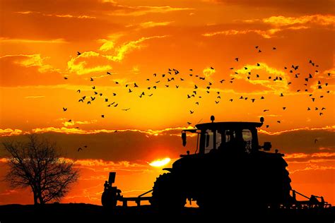 Tractor Sunset Free Stock Photo Public Domain Pictures