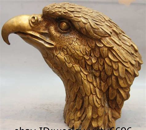 Chinese Folk Bronze Copper Carved Eagle Head Hawk King Of Bird Statue Sculpturekingking Statue
