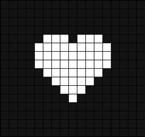 A Pixel Art Template Of A White Cartoon Heart Without The Shading And