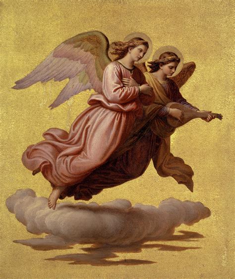 Two Angels Floating 1865 Painting By Johann Von Schraudolph Pixels