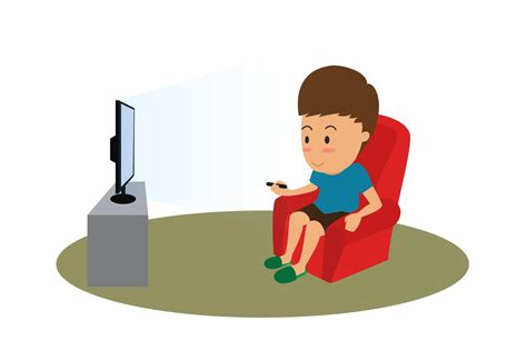Cartoon Man With Remote Watching Tv On Sofa Vector Illustration