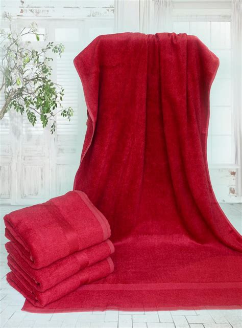 High Quality 100 Natural Bamboo Fiber Bath Towel Red Color China