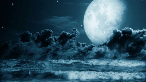 Oceanic Full Moon Night Hd Desktop Wallpaper Widescreen High