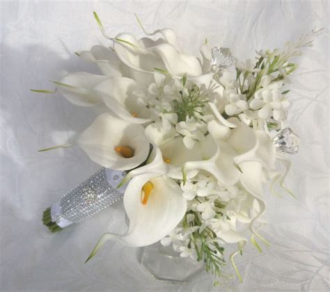 White Calla Lily Wedding Bouquet Real Touch Mini White