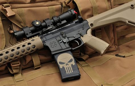 Wallpaper Weapons Skull Machine Optics The Punisher Assault Rifle