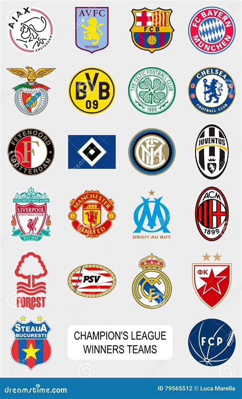 European Football Teams Logos Editorial Photography Illustration Of