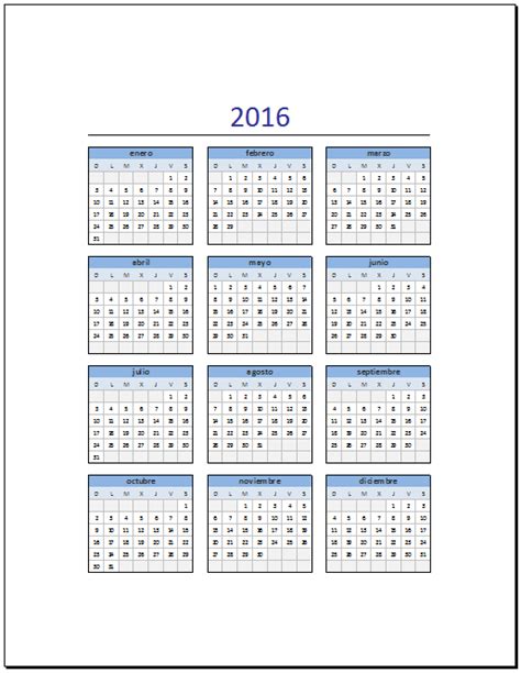 Calendario 2016 En Excel • Excel Total