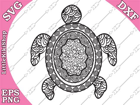 Zentangle Turtle Svg Mandala Turtle Svg Zentangle Etsy