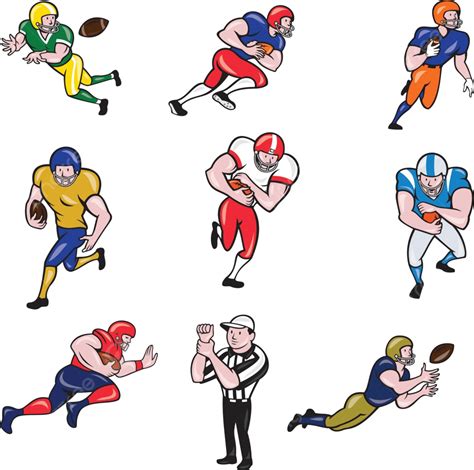 American Football Player Cartoon Collection Set Collection Quarterback