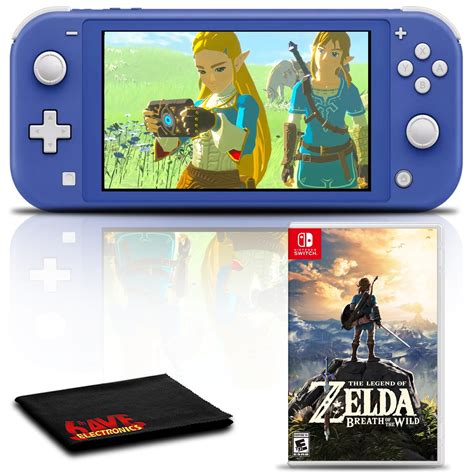 Nintendo Switch Lite Blue Gaming Console Bundle With Zelda Breath Of