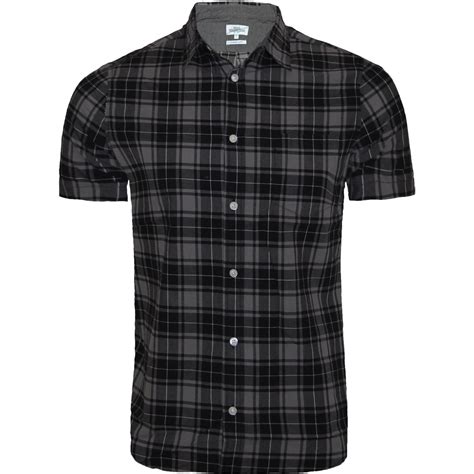 Mens Next Short Sleeve Casual Check Print Smart Cotton Work Flannel
