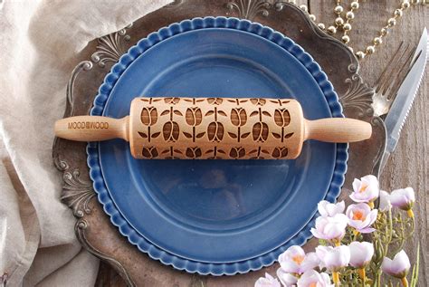 Tulips Mini Embossed Engraved Rolling Pin For Cookies Etsy