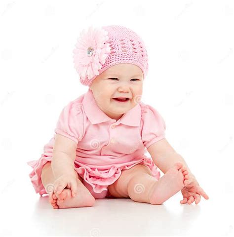 Little Cute Baby Girl In Pink Dress Stock Image Image Of Angel