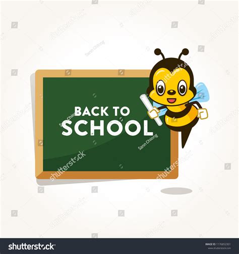 Vektor Stok Welcome Back School Cartoon Cute Bee Tanpa Royalti