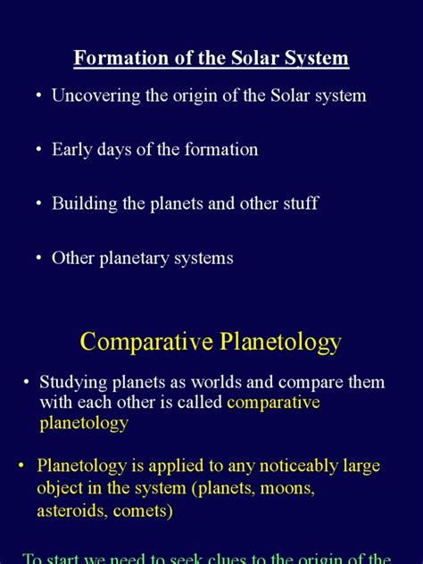 Formation Of The Solar System Pdf Solar System Formation And