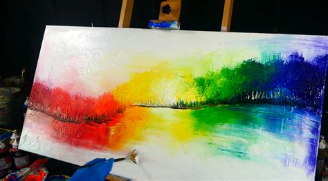 Magical Rainbow Forest Abstract Landscape Painting