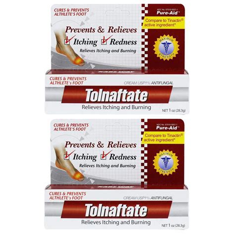 Pure Aid Tolnaftate Antifungal Cream For Itch Relief And Athletes Foot