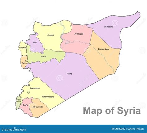Detailed Map Of Syria On A White Background Syria Highly Detailed