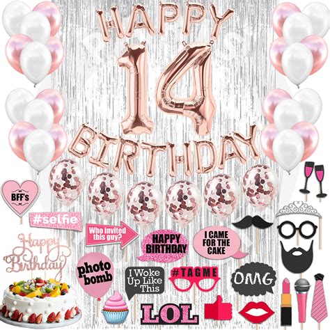 14th Birthday Decorations Party Supplies And Rose Gold Party Etsy