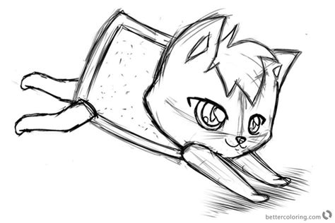 Nyan Cat Coloring Pages Original Style Free Printable Sketch Coloring