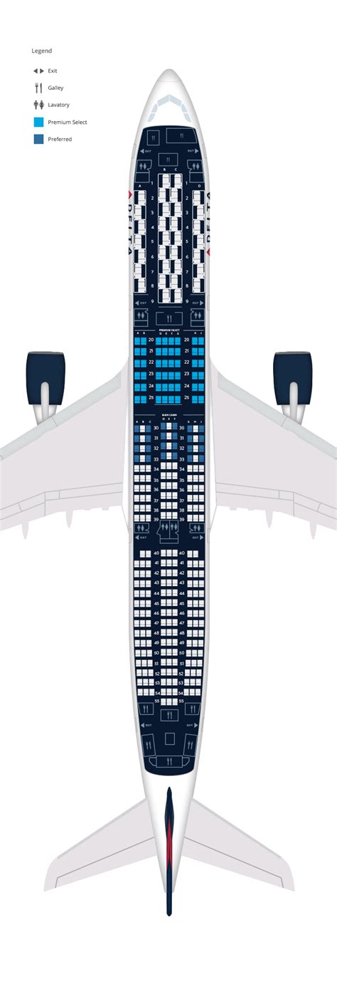 American Airlines Airbus A350 900 Seat Map