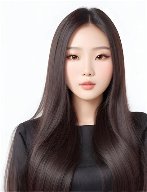 Premium Ai Image Young Asian Beauty Woman Model Long Hair With Korean Makeup Style On Face And