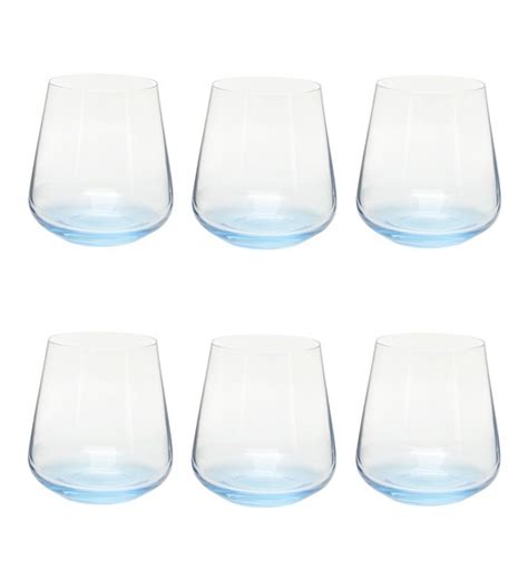 Buy 400 Ml Siesta Whisky Glasses In Blue Set Of 6 By Bohemia Crystal Online Whiskey Glasses