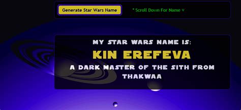 Star Wars Name Generator Sith Star Wars Name Generator What S Your