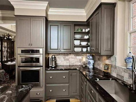 You could discovered another kitchen cabinet color ideas with black granite better design concepts. Grey Kitchen Cabinets Black Countertops | Kitchen cabinet ...