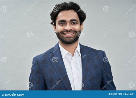 Happy Young Indian Arab Business Man Wearing Suit Headshot Portrait