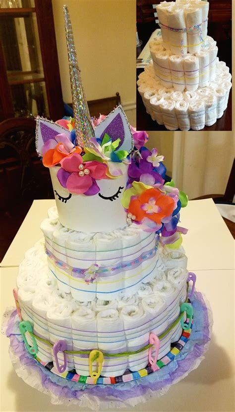 Check spelling or type a new query. Unicorn Diaper Cake (baby unicorn birthday cakes) | Baby shower | Unicorn baby shower, Baby ...