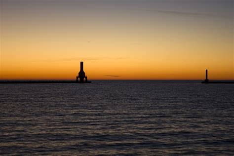 Harbor At Dawn At Port Washington Wisconsin Image Free Stock Photo
