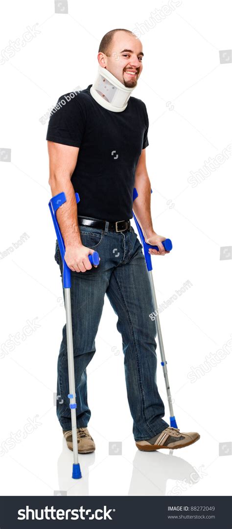 Man Crutch Isolated On White Background Stock Photo 88272049 Shutterstock