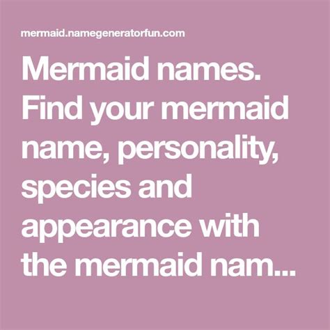 Mermaid Names Find Your Mermaid Name Personality Species And