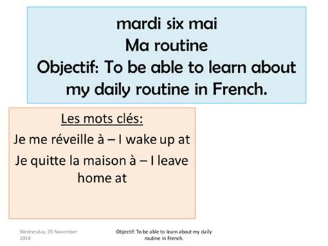 Year 7 French Daily Routine Teaching Resources