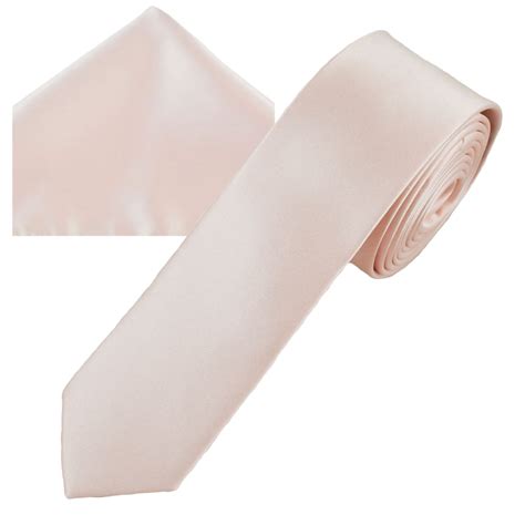Plain Blush Men S Skinny Tie Pocket Square Handkerchief Set From Ties
