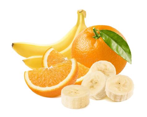Orange And Bananas Isolated On White Background Stock Image Image Of