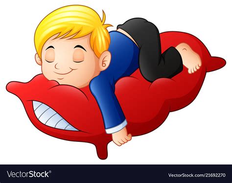 Boy Sleeping On Pillow On A White Background Vector Image