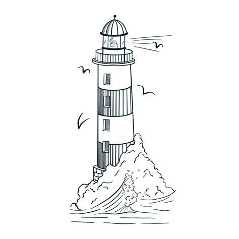 Line Art Lighthouse Engraving Style Vector Illustration 2849923 Vector