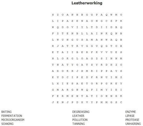 Due to advancements in recent years. Wordsearch - Leather Industry Enzymes