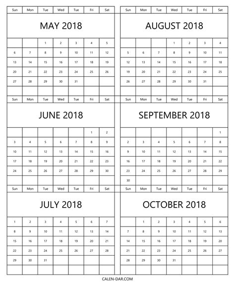6 Month Non Downloadable Printable Calendar Example Calendar Printable