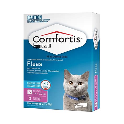 Comfortis is given orally once per month, at the recommended dosage of 13.5 mg per lb. Comfortis Chewable Flea Control for Cats 1.4-2.7kg