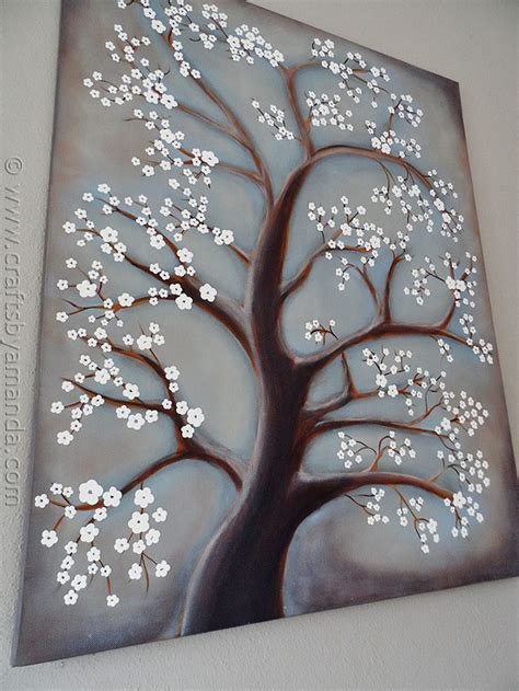 White Cherry Blossom Tree Painting Crafts By Amanda